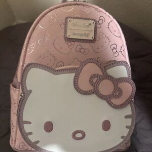 Loungefly Pink and White Hello Kitty Mini Backpack and wallet